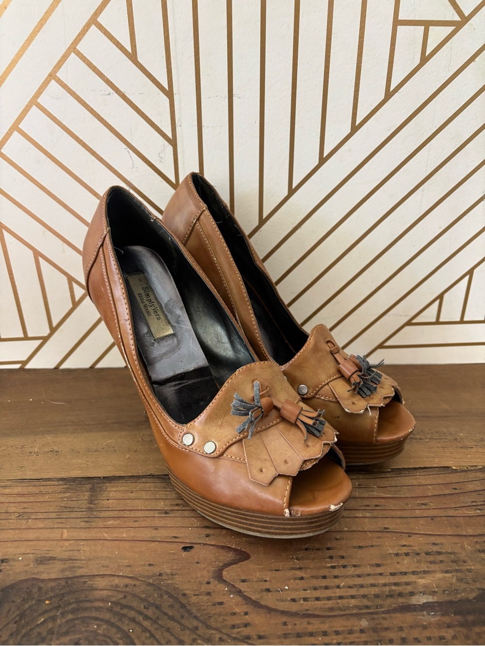 Simply Vera Vera Wang Tan Peep-Toe Tassel Platform Pumps